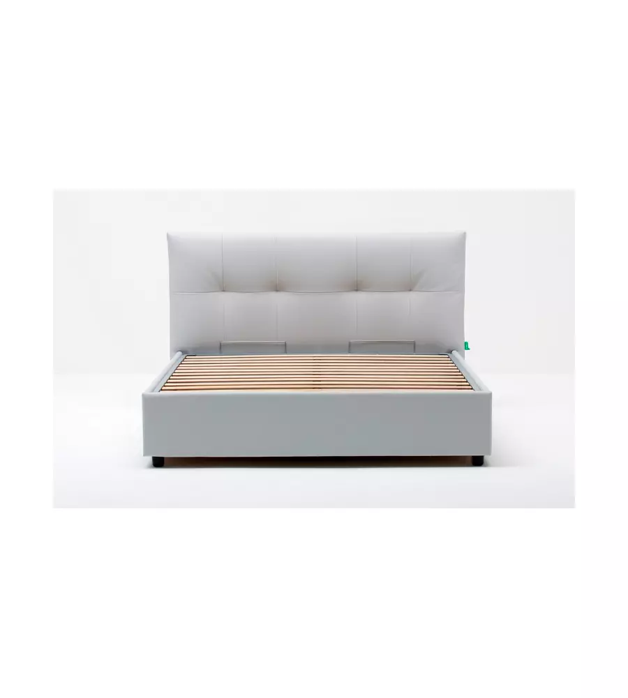 Letto matrimoniale "easy" perla con rete e contenitore, 160x190 cm